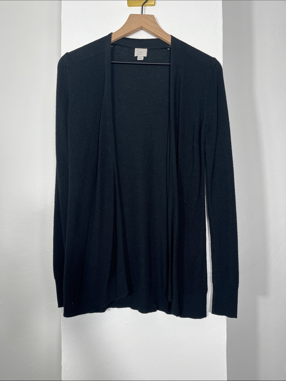 a new day Black Open-Front Ribbed Cardigan